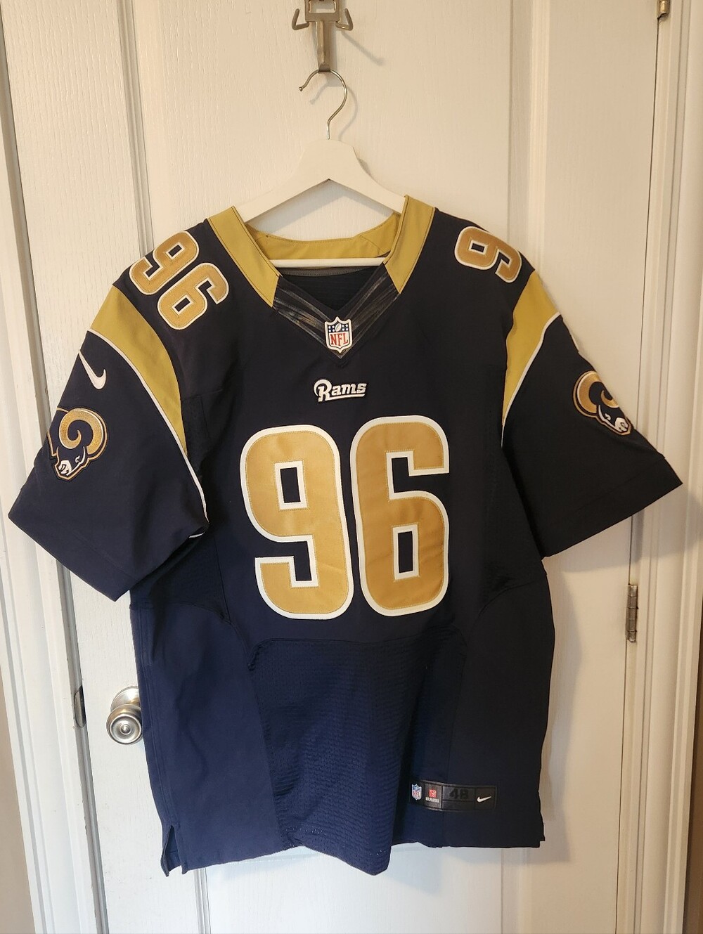 Mens Rams NFL Jersey (Sam 96) Size 48 (conversion chart says XL)